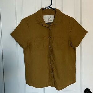 Notperfectlinen collared short sleeve shirt in bronze brown (EUC)